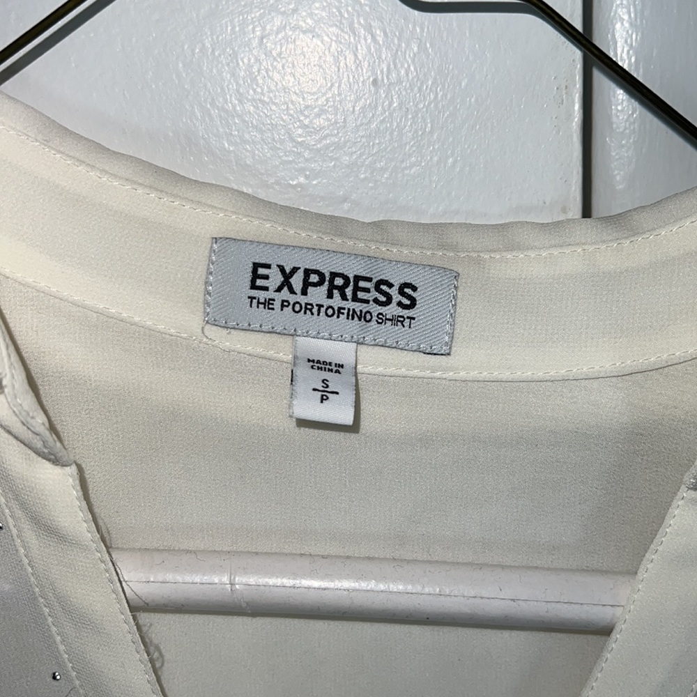 Express Semi Sheer Button Down Sparkle Blouse Siz… - image 2